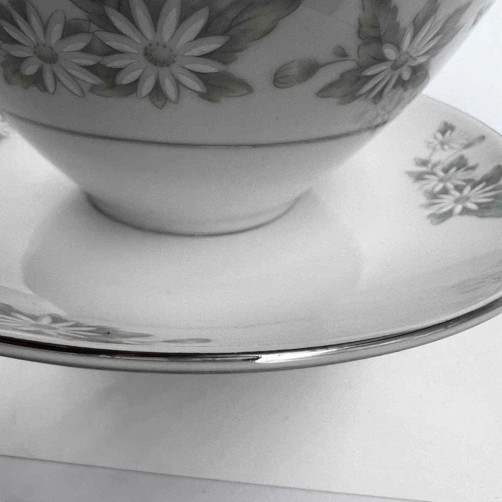 Mikasa Vintage Gravy Boat Bowl On Plate‎ Set Daisy Pattern China Piece